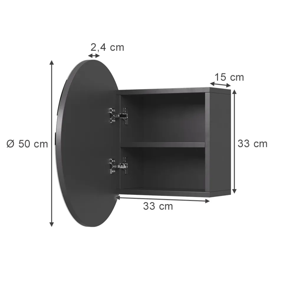 Badspiegelschrank Loki Anthrazit 50 x 50 cm mit 2 Fächern Vicco