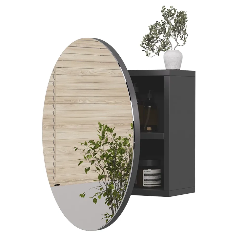 Badspiegelschrank Loki Anthrazit 50 x 50 cm mit 2 Fächern Vicco