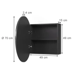 Badspiegelschrank Loki Anthrazit 70 x 70 cm mit 2 Fächern Vicco
