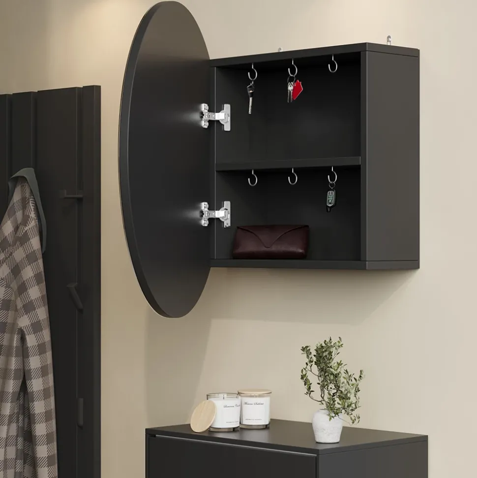 Badspiegelschrank Loki Anthrazit 60 x 60 cm mit 2 Fächern Vicco