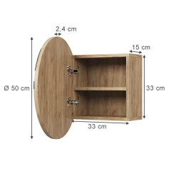 Badspiegelschrank Loki Goldkraft Eiche 50 x 50 cm mit 2 Fächern Vicco