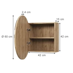 Badspiegelschrank Loki Goldkraft Eiche 60 x 60 cm mit 2 Fächern Vicco