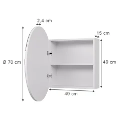 Badspiegelschrank Loki Weiß 70 x 70 cm mit 2 Fächern Vicco
