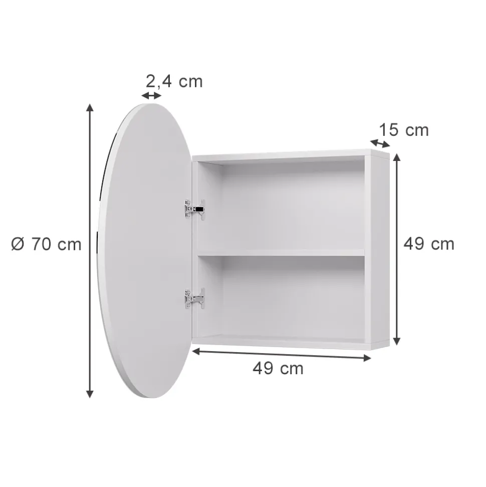 Badspiegelschrank Loki Weiß 70 x 70 cm mit 2 Fächern Vicco