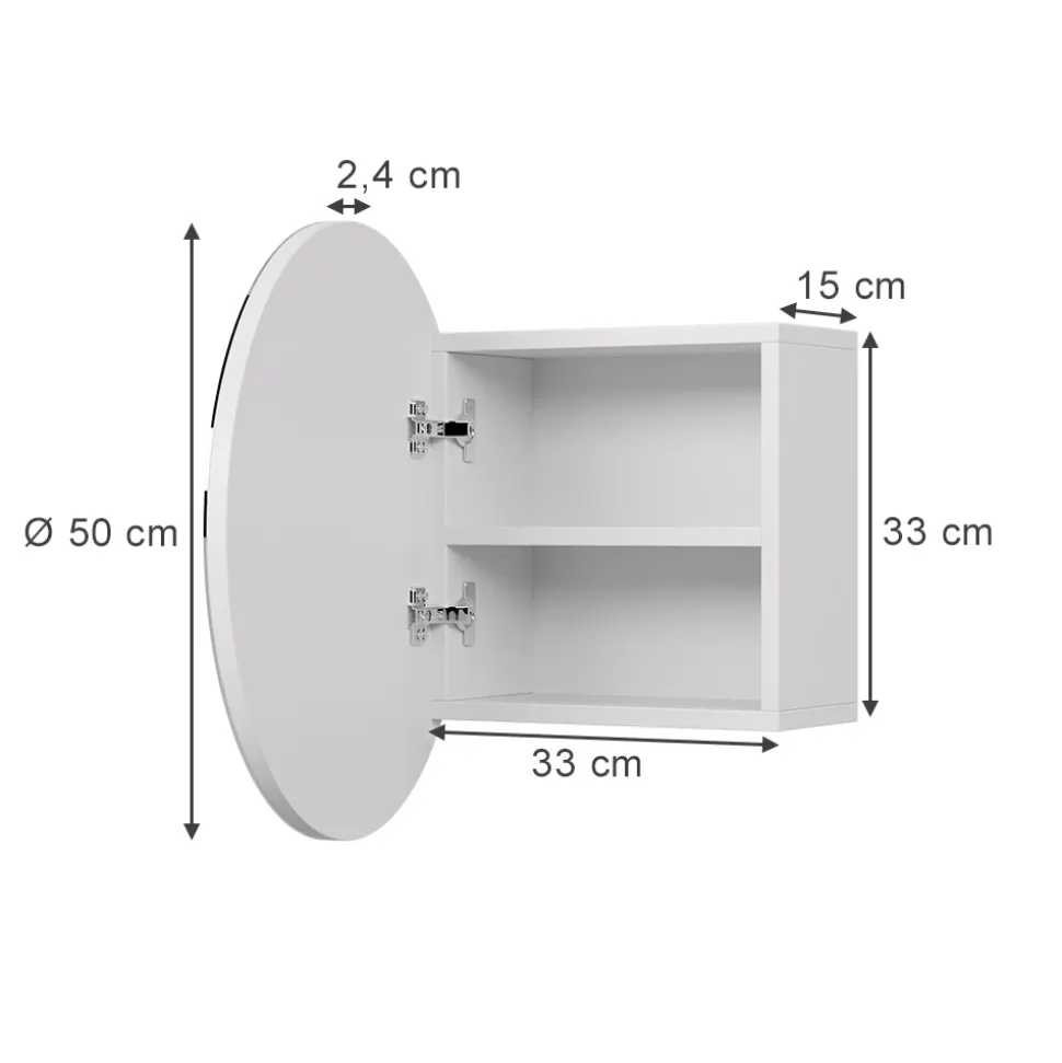 Badspiegelschrank Loki Weiß 50 x 50 cm mit 2 Fächern Vicco