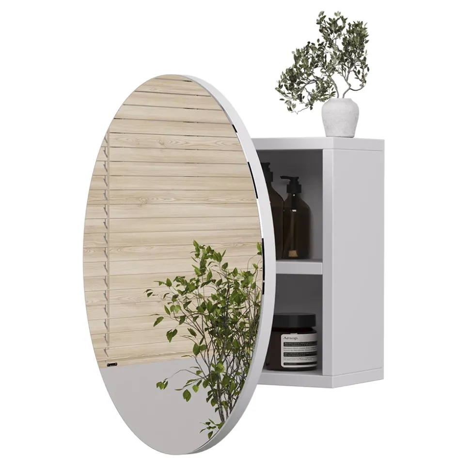 Badspiegelschrank Loki Weiß 50 x 50 cm mit 2 Fächern Vicco