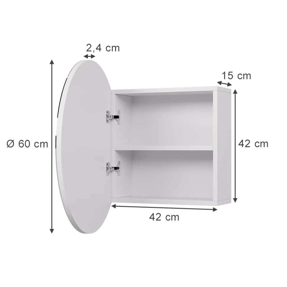 Badspiegelschrank Loki Weiß 60 x 60 cm mit 2 Fächern Vicco