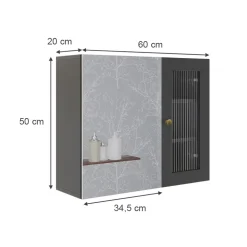 Badspiegelschrank Malte Grau 60 x 50 cm mit Spiegel Vicco