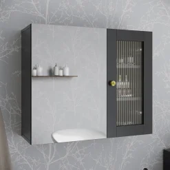 Badspiegelschrank Malte Grau 60 x 50 cm mit Spiegel Vicco