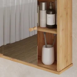 Badspiegelschrank Mireo Bambus 55 x 40 cm mit 2 Schiebetüren Vicco