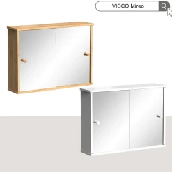 Badspiegelschrank Mireo Bambus 55 x 40 cm mit 2 Schiebetüren Vicco