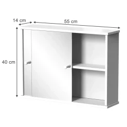 Badspiegelschrank Mireo Weiß 55 x 40 cm mit 2 Schiebetüren Vicco