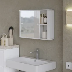 Badspiegelschrank Mireo Weiß 55 x 40 cm mit 2 Schiebetüren Vicco