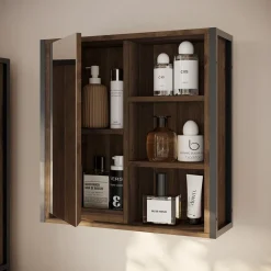 Badspiegelschrank Naola Eiche/Schwarz 62.2 x 62.5 cm mit 1 Spiegeltür Vicco