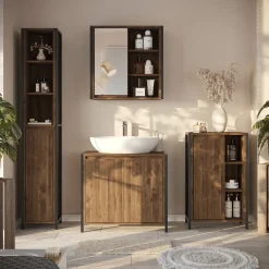 Badspiegelschrank Naola Eiche/Schwarz 62.2 x 62.5 cm mit 1 Spiegeltür Vicco