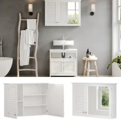 Badspiegelschrank Riad Weiß 68 x 48 cm mit 2 Türen Vicco