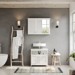 Badspiegelschrank Riad Weiß 68 x 48 cm mit 2 Türen Vicco