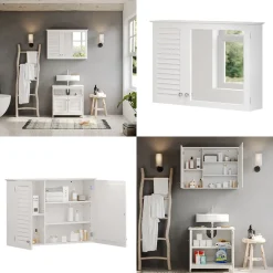 Badspiegelschrank Riad Weiß 68 x 48 cm mit 2 Türen Vicco