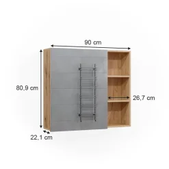 Badspiegelschrank Rudi Eiche 90 x 80.9 cm mit Tür und offenen Fächern Vicco