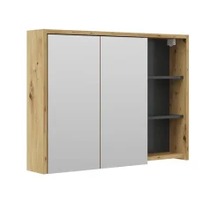 Badspiegelschrank Viola Eiche/Anthrazit 100 x 75 cm Vicco