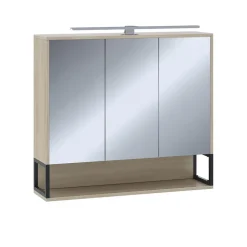 Badspiegelschrank Vionna Eiche/Schwarz 80 x 71.5 cm mit LED-Licht Vicco
