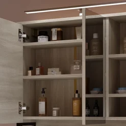 Badspiegelschrank Vionna Eiche/Schwarz 80 x 71.5 cm mit LED-Licht Vicco