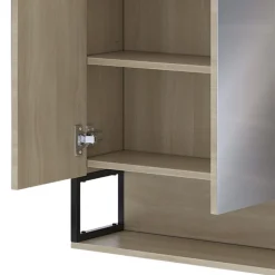 Badspiegelschrank Vionna Eiche/Schwarz 80 x 71.5 cm mit LED-Licht Vicco