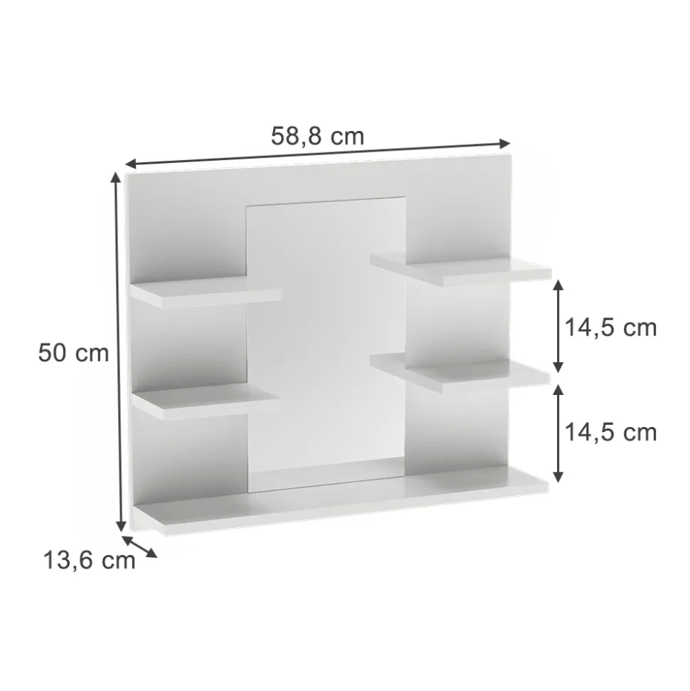 Badspiegelschrank Wilbur Weiß 58.8 x 50 cm mit Regalen Vicco