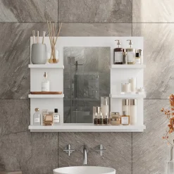 Badspiegelschrank Wilbur Weiß 58.8 x 50 cm mit Regalen Vicco