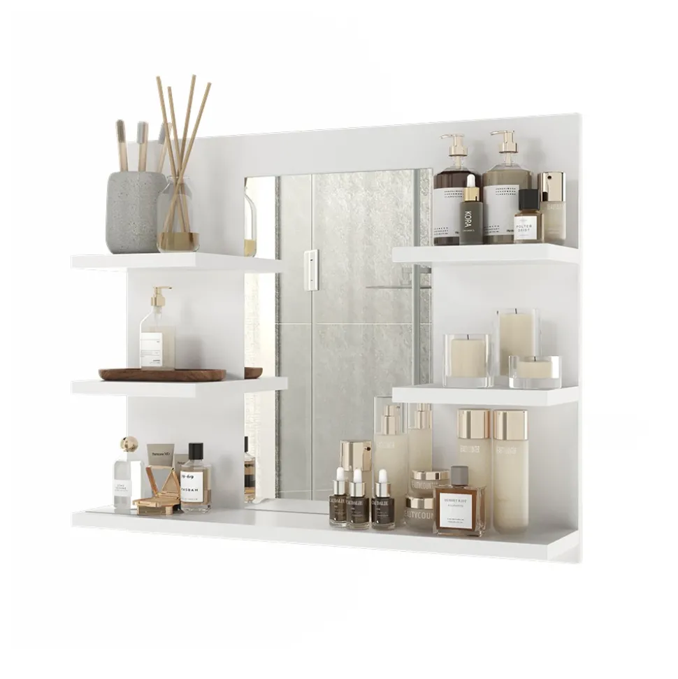 Badspiegelschrank Wilbur Weiß 58.8 x 50 cm mit Regalen Vicco