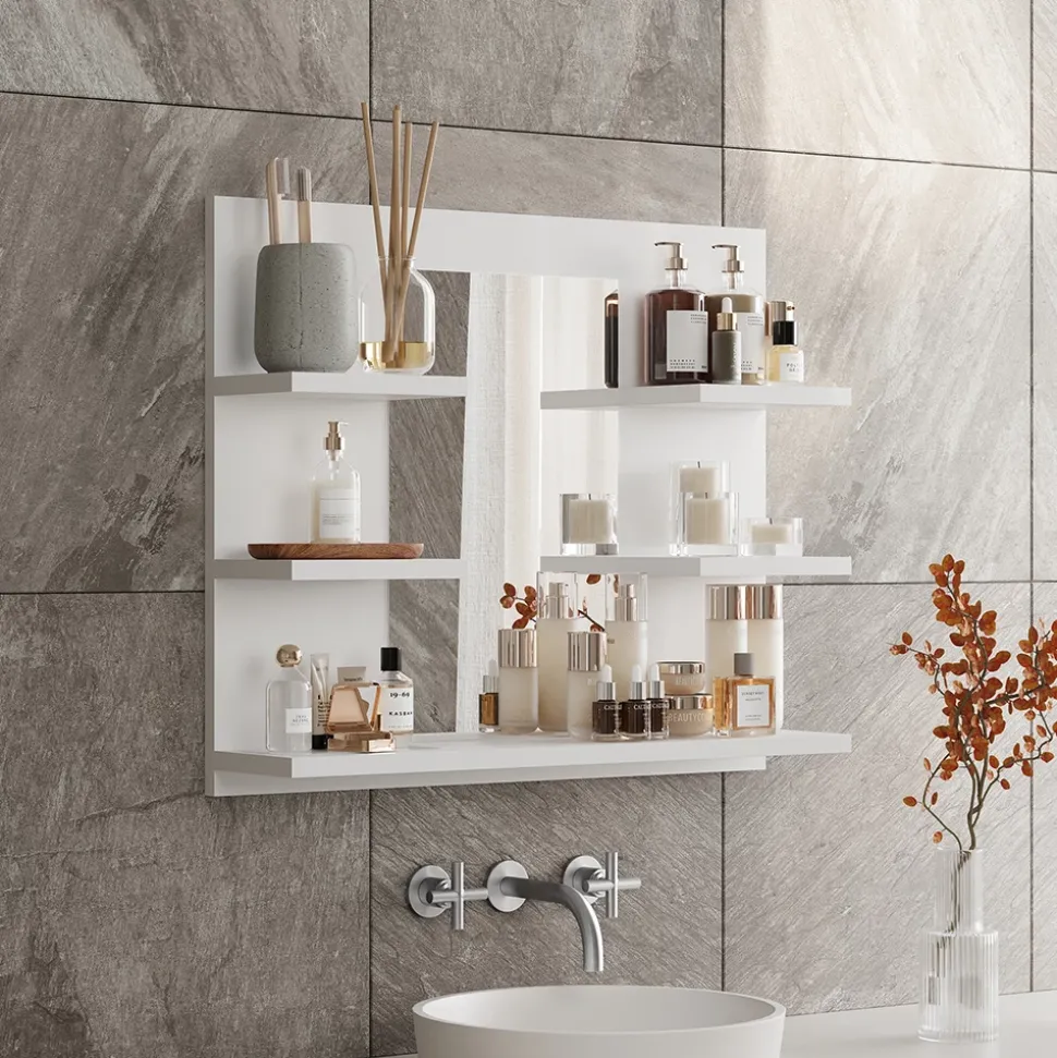 Badspiegelschrank Wilbur Weiß 58.8 x 50 cm mit Regalen Vicco