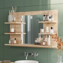 Badspiegelschrank Wilbur Goldkraft Eiche 78 x 50 cm mit Regalen Vicco