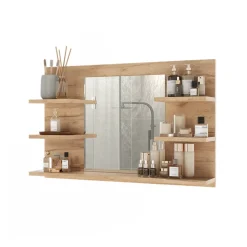 Badspiegelschrank Wilbur Goldkraft Eiche 78 x 50 cm mit Regalen Vicco