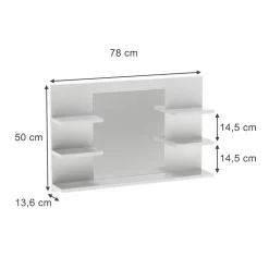 Badspiegelschrank Wilbur Weiß 78 x 50 cm mit Regalen Vicco