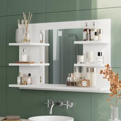 Badspiegelschrank Wilbur Weiß 78 x 50 cm mit Regalen Vicco