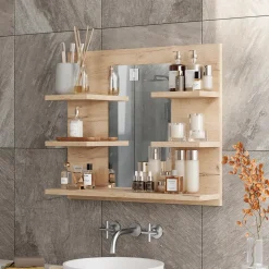 Badspiegelschrank Wilbur Goldkraft Eiche 58.8 x 50 cm mit Regalen Vicco