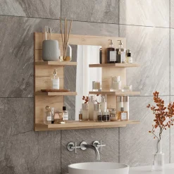 Badspiegelschrank Wilbur Goldkraft Eiche 58.8 x 50 cm mit Regalen Vicco