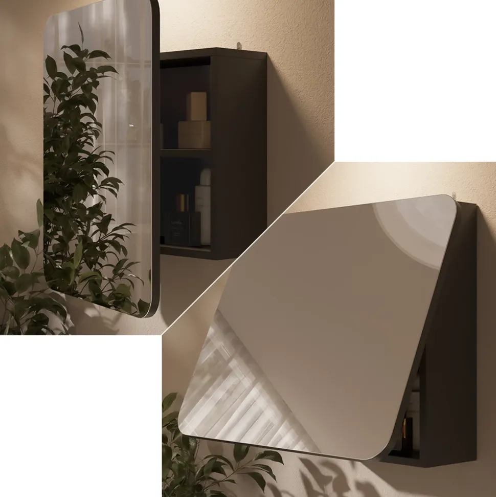 Badspiegelschrank Zino Anthrazit 60 x 50 cm mit Regalen Vicco