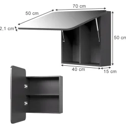 Badspiegelschrank Zino Anthrazit 70 x 50 cm mit Regalen Vicco