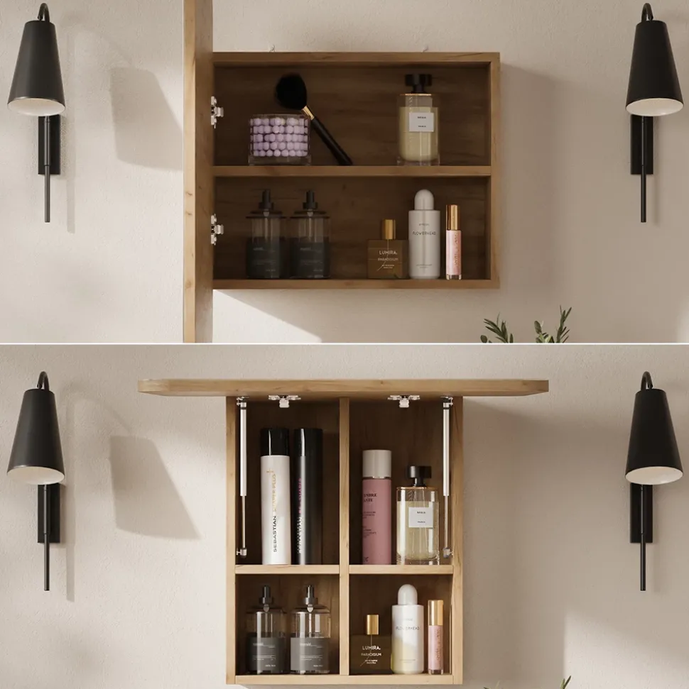 Badspiegelschrank Zino Goldkraft Eiche 60 x 50 cm mit Regalen Vicco