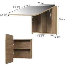 Badspiegelschrank Zino Goldkraft Eiche 70 x 50 cm mit Regalen Vicco