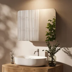 Badspiegelschrank Zino Goldkraft Eiche 70 x 50 cm mit Regalen Vicco