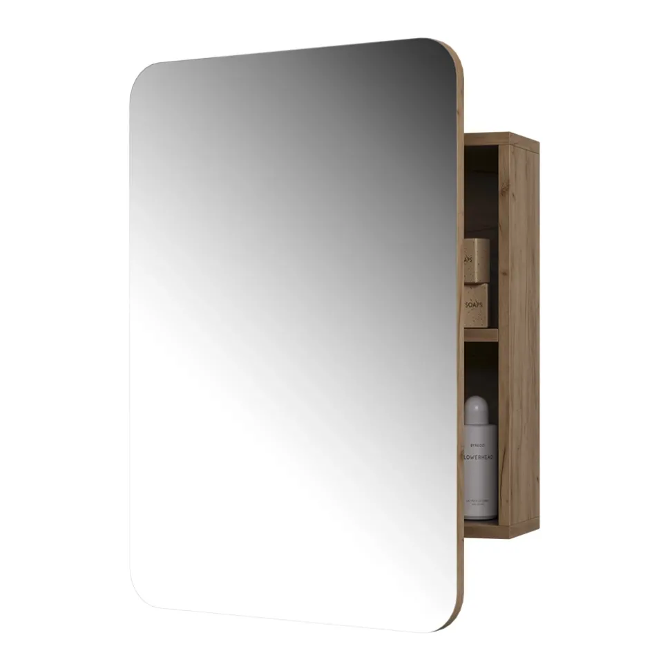 Badspiegelschrank Zino Goldkraft Eiche 70 x 50 cm mit Regalen Vicco