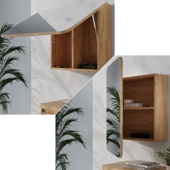 Badspiegelschrank Zino Goldkraft Eiche 70 x 50 cm mit Regalen Vicco