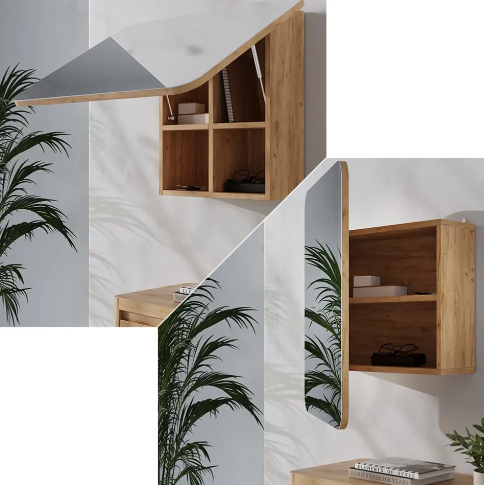 Badspiegelschrank Zino Goldkraft Eiche 65 x 50 cm mit Regalen Vicco