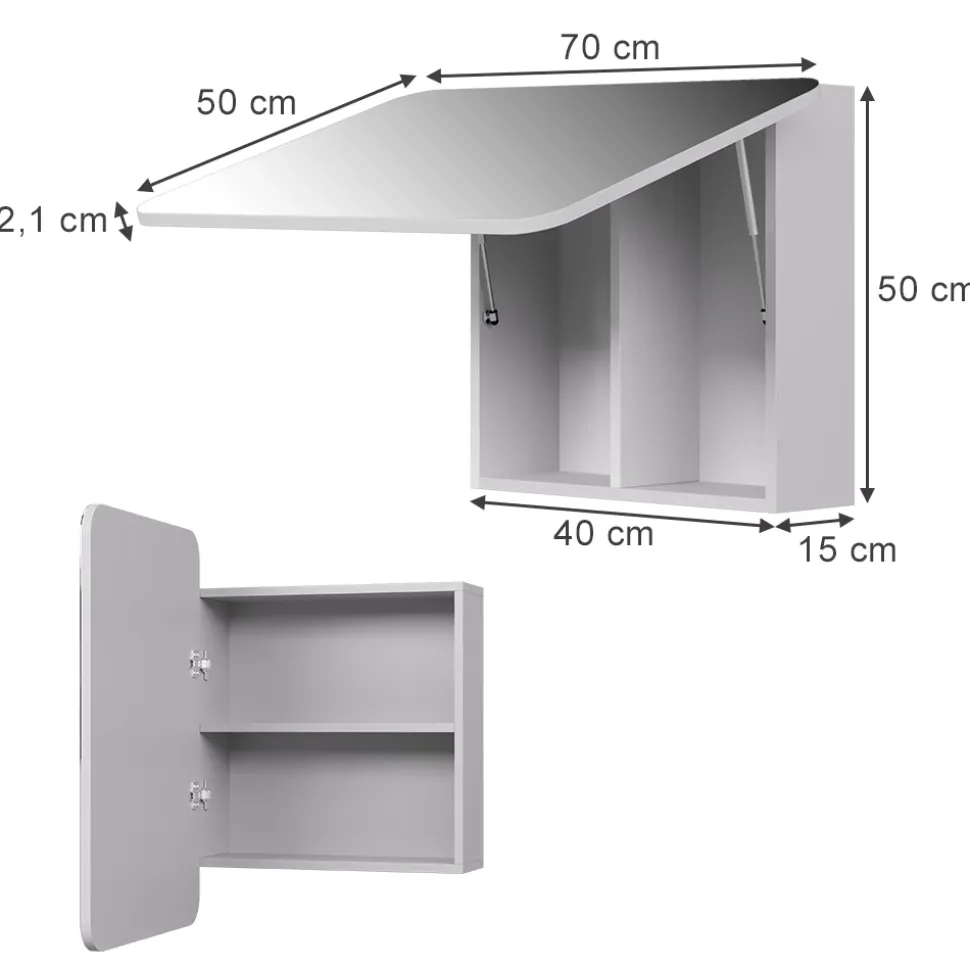 Badspiegelschrank Zino Weiß 70 x 50 cm mit Regalen Vicco