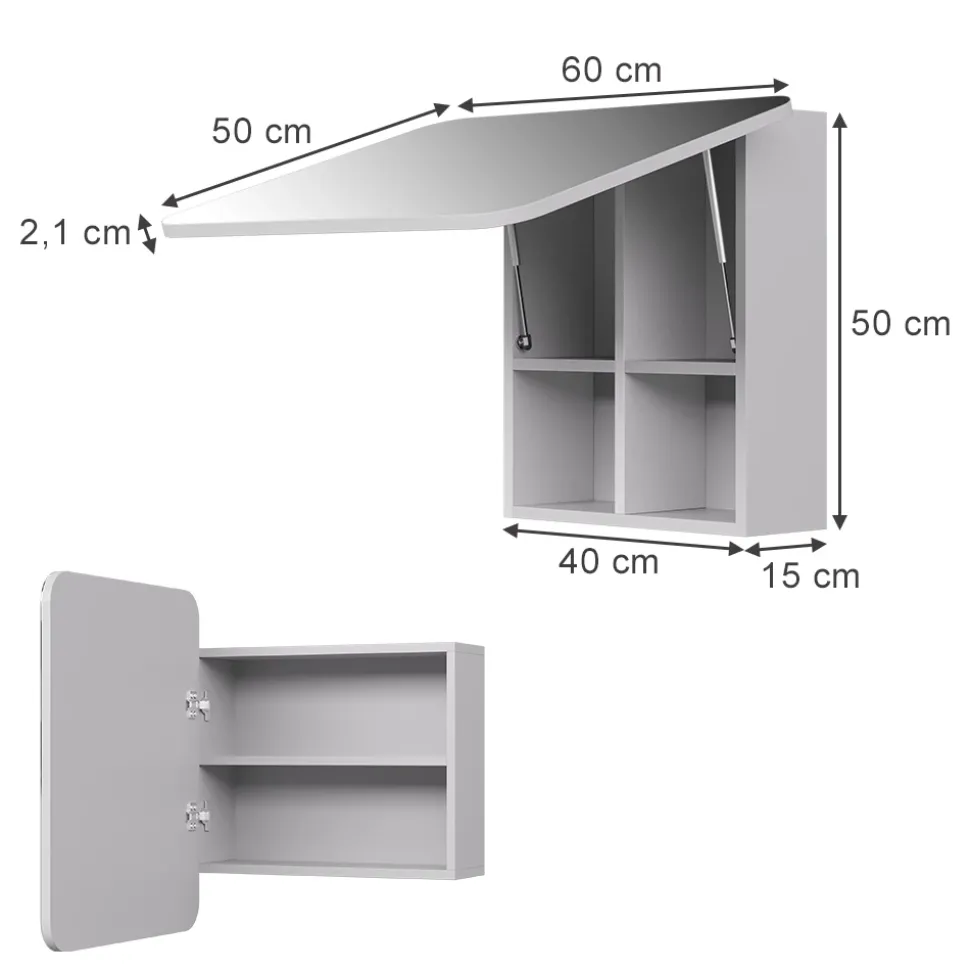 Badspiegelschrank Zino Weiß 60 x 50 cm mit Regalen Vicco
