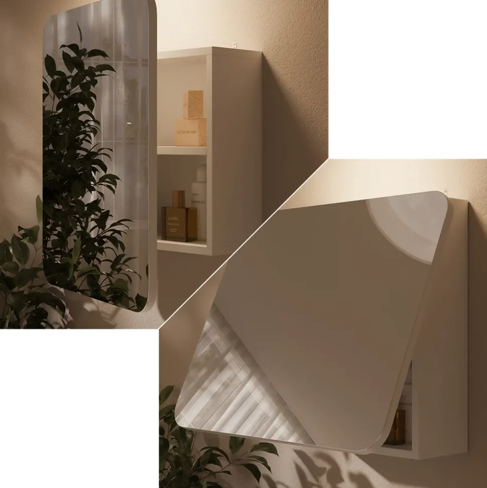 Badspiegelschrank Zino Weiß 60 x 50 cm mit Regalen Vicco