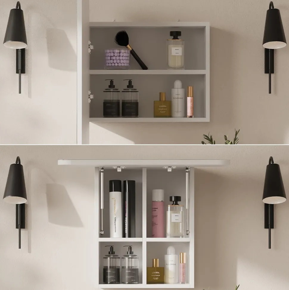 Badspiegelschrank Zino Weiß 60 x 50 cm mit Regalen Vicco