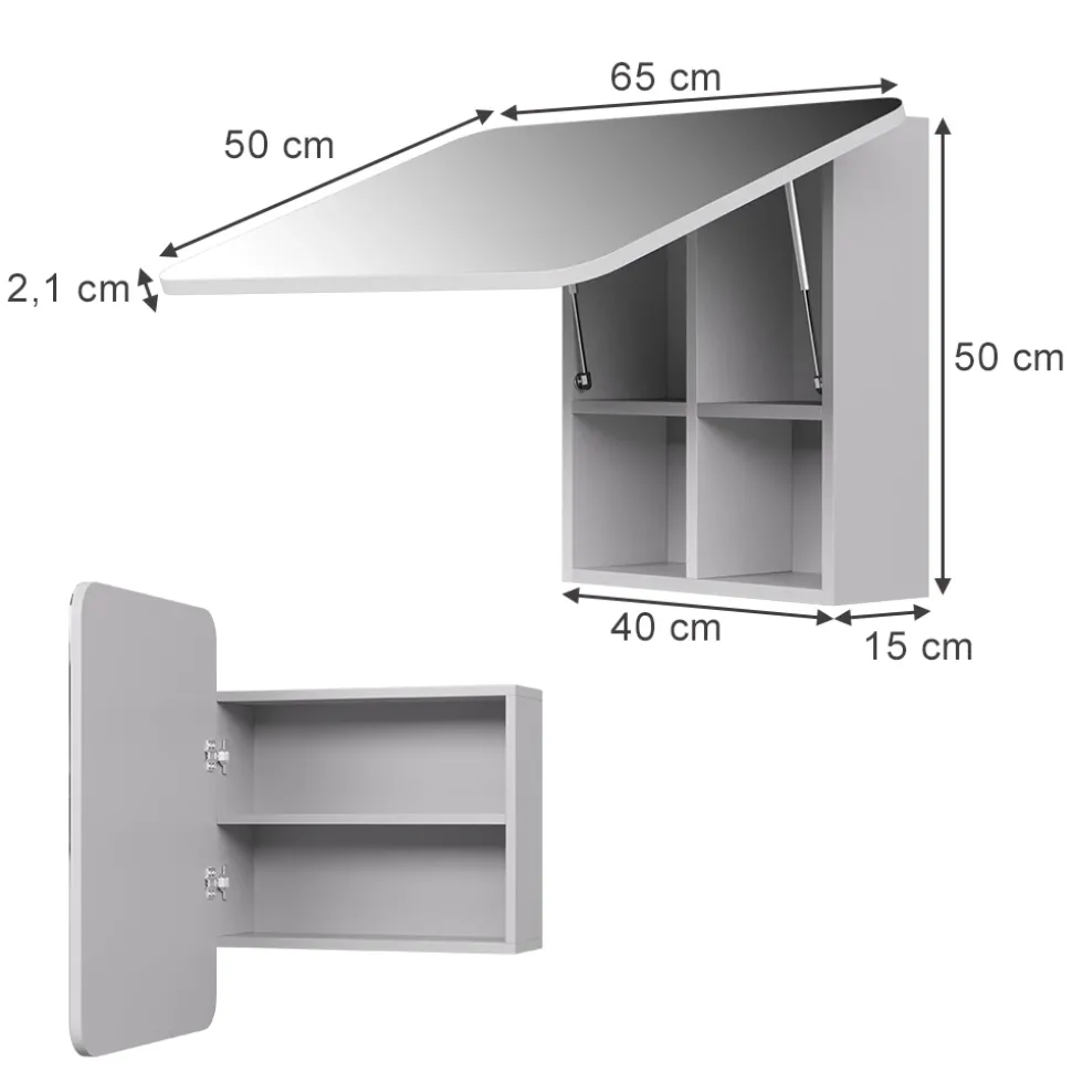 Badspiegelschrank Zino Weiß 65 x 50 cm mit Regalen Vicco